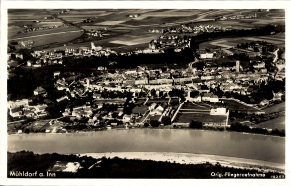 Ak Mühldorf am Inn Oberbayern, Fliegeraufnahme