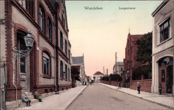 Postcard Wanzleben Börde in Saxony Anhalt, Langestrasse, street section