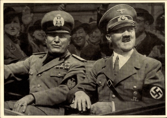 Postcard Führer and Reich Chancellor Adolf Hitler, Benito Mussolini, State Meeting, Men of the Time 126