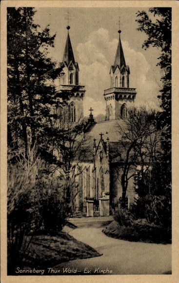 Ak Sonneberg in Thüringen, Blick zur Ev. Kirche