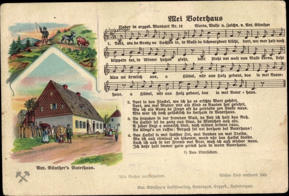 Artist song Postcard Günther, Anton, Gottesgab, Mei Vaterhaus, dialect No. 18