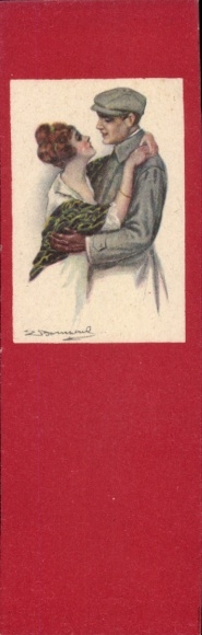 Artist Postcard Bompard, Sergio, lovers, embrace, bookmark