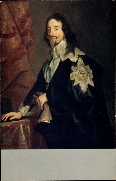 Artist Postcard Dyck v., A., King Charles I of England, nobility of Great Britain