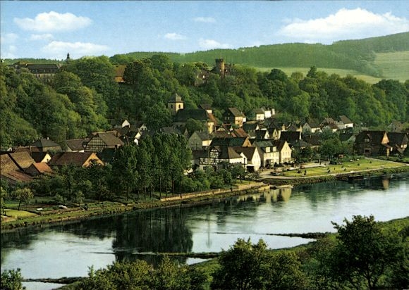 Postcard Herstelle Beverungen on the Weser, Panorama