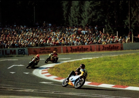 Ak Schleizer Dreieck Rennen, Die Waldkurve, Motorräder, Zuschauer
