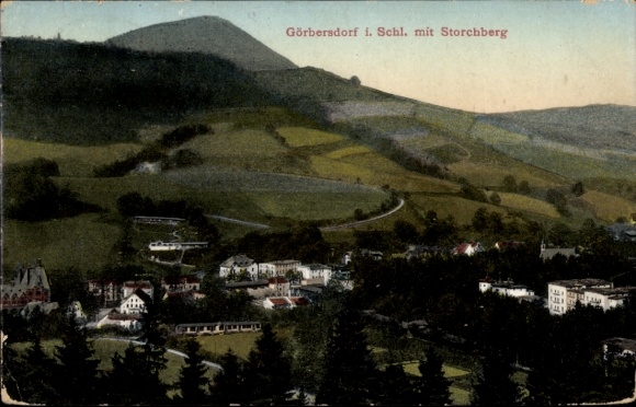 Ak Görbersdorf Oederan Sachsen, Berglandschaft mit Storchberg, idyllische Stadtansicht, histor...