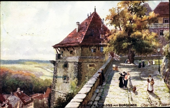 Artist PC Flower, Charles E., Tübingen am Neckar, Castle with Burglinde, Tuck