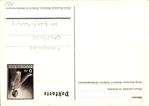 Postal stationery artist Postcard Klein, G., Only one can win and that is us, quote from Adolf Hitler