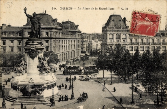 Ak Paris III, Place de la République, monument