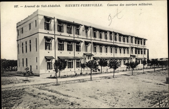 Postcard Menzel Bourguiba Ferryville Tunesien, Sidi-Abdallah Arsenal, Military Workers Barracks