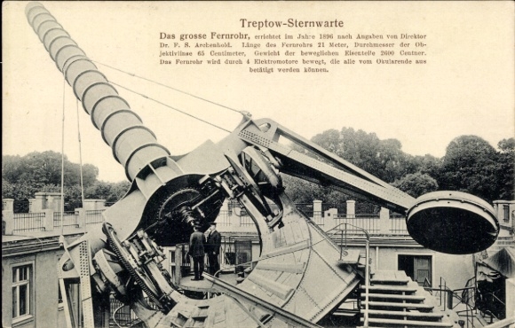 Ak Berlin Treptow, Das große Fernrohr der Sternwarte