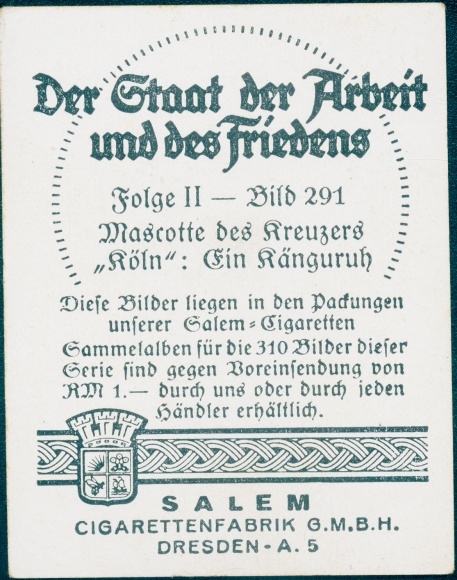 Collective picture The State of Labor and Peace, cruiser Cologne, kangaroo, mascot, Navy