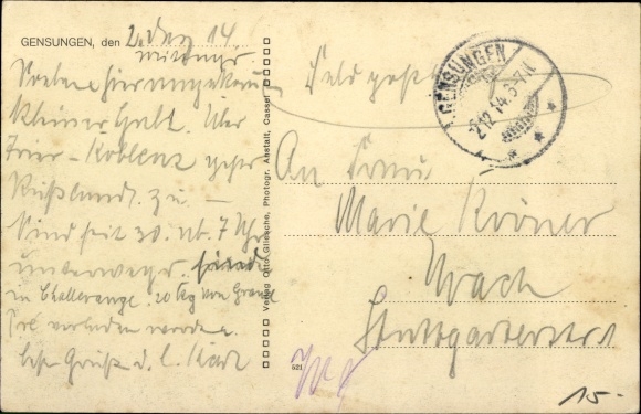 Postcard Gensungen Felsberg Hesse, Bahnhofstrasse, commercial building WK Wittich