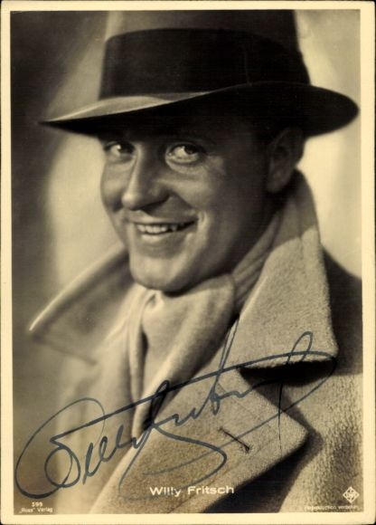 Ak Schauspieler Willy Fritsch, Portrait, Hut, Mantel, Autogramm
