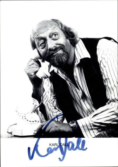 Postcard comedian Karl Dall, telephone, autograph