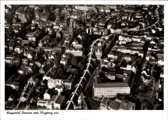 Postcard Barmen Wuppertal, aerial photograph