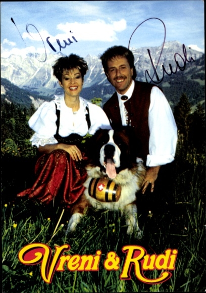 Autogrammkarte Sänger Vreni und Rudy, Autogramm