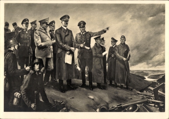 Artist Postcard Hommel, Conrad, The Führer in the Battlefield, Adolf Hitler, Göring, HDK 118