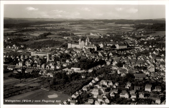 Postcard Weingarten in Württemberg, aerial photograph