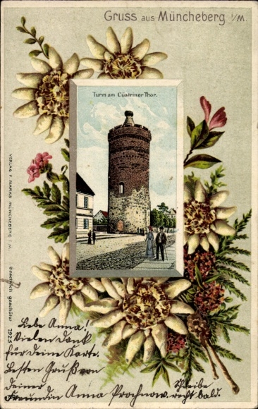 Präge Passepartout Ak Müncheberg in der Mark, Turm am Cüstriner Thor