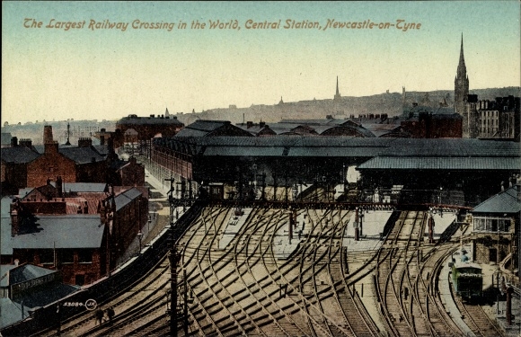Postcard Newcastle upon Tyne Northumberland England, Central Station