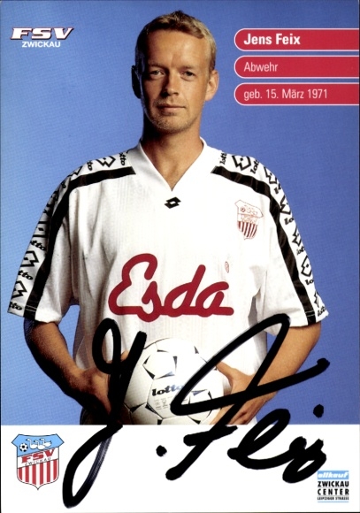 Autogrammkarte Fußballer Jens Feix, FSV Zwickau, Autogramm