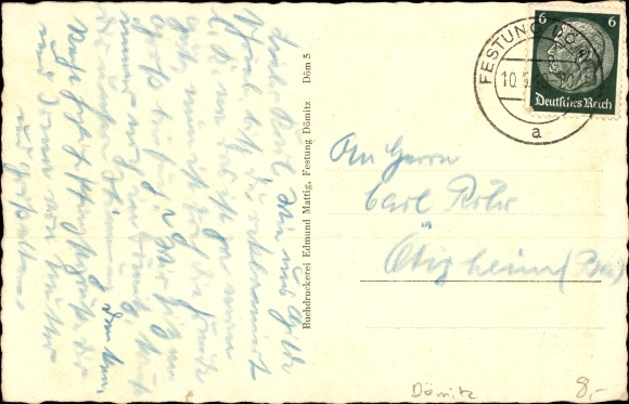 Postcard Dömitz on the Elbe, fortress, bastion griffin in front of the city