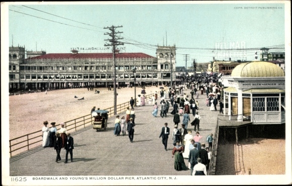 Postcard Atlantic City New Jersey USA, Boardwalk, Young's Million Dollar Pier