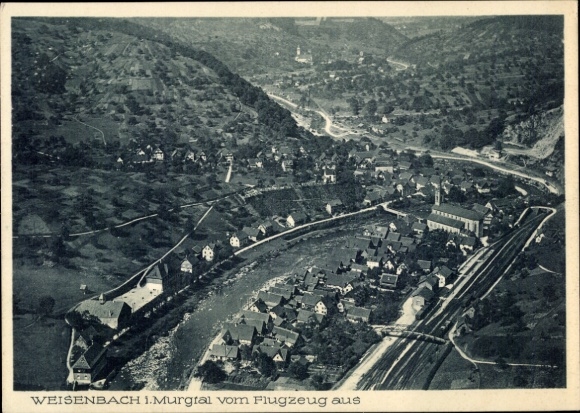Postcard Weisenbach in the Murgtal Black Forest, aerial photograph