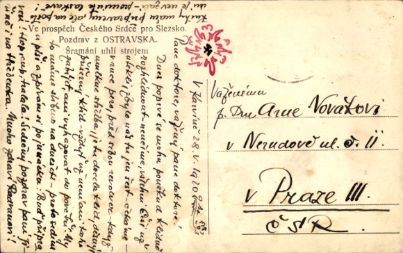 Postcard Ostrava Moravian Ostrau Moravian Silesia, Sramani uhli strojem
