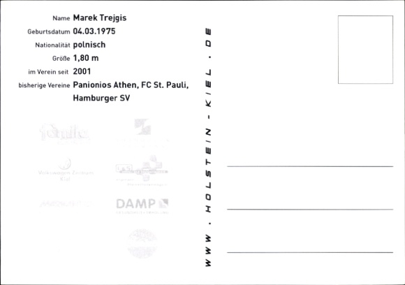 Autograph card footballer Marek Trejgis, Holstein Kiel, autograph