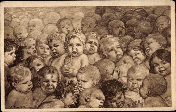 Artist PC Kaulbach, Friedrich August, for the future of the fatherland, protection of infants, protection of young children