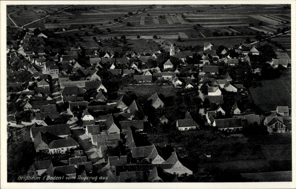 Postcard Grißheim Neuenburg am Rhein Baden, aerial photograph