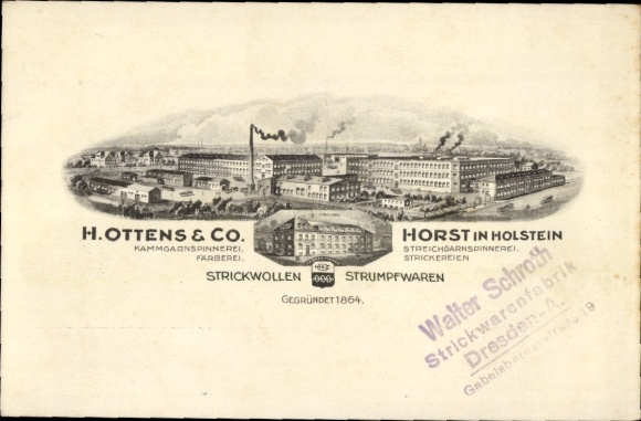 litho Horst in Holstein, H. Ottens Co., breiwol, kousen