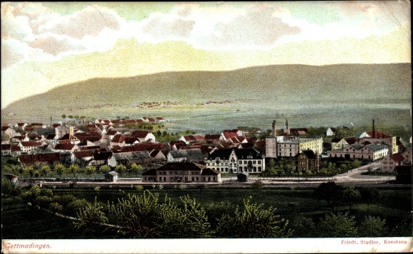 Ak Gottmadingen im Hegau, Blick auf den Ort, Bahnhof, Gleisseite