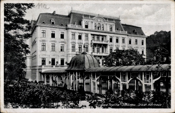 Ak Teplitz Schönau Aussig, Partie am Städt. Kurhaus
