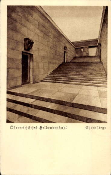 Postcard Vienna 7. Neubau Österreich, Austrian Heroes' Memorial, Stiftskaserne, Ehrenstiege
