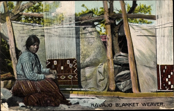 Ak USA, Navajo Blanket Weaver, Native American Woman, Weaver
