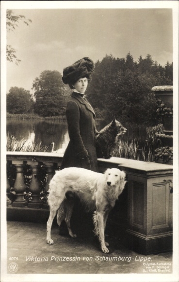 KP Wiktoria Pruska, księżniczka Schaumburg-Lippe, portret, chart
