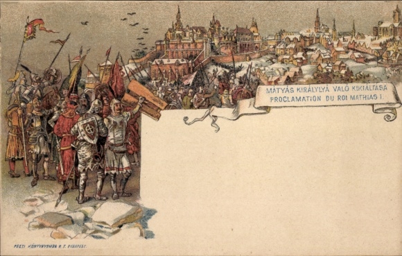 Postal stationery litho Hungary, proclamation of King Mathias