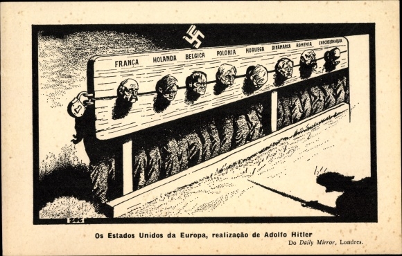 Artist Postcard The United States of Europe, directed by Adolfo Hitler, Portugiesisch, II. WK