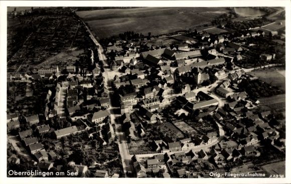 Ak Oberröblingen Röblingen am See Mansfelder Land, Fliegeraufnahme