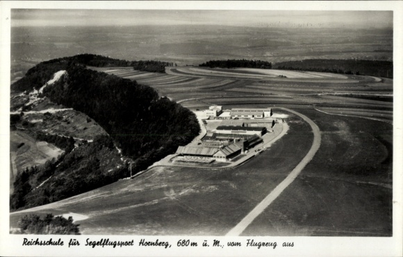 Postcard Schwäbisch Gmünd in Württemberg, Hornberg Air Base, Reich School for Gliding