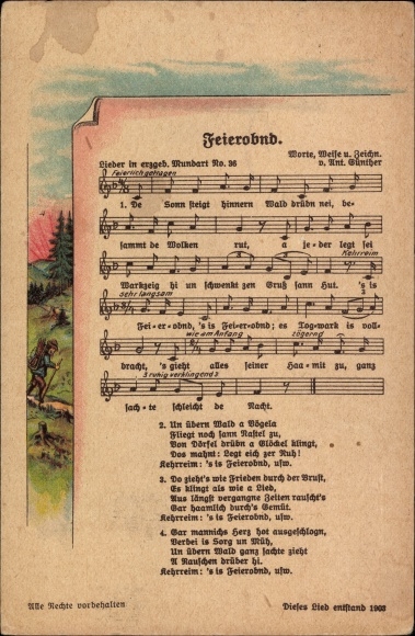 Song Postcard Günther, Anton, Erzgebirgische Mundart 36, Feierobnd