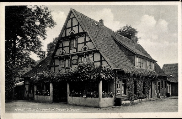 Postcard Hoya an der Weser, Hotel Zum Lindenhof, W. Guenin, Rudolf Thörl