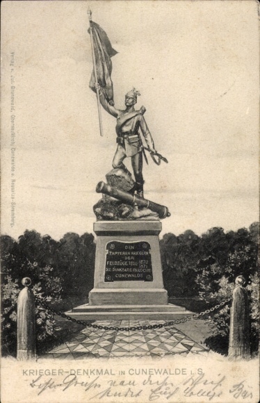 Ak Cunewalde in Oberlausitz, oorlogsmonument
