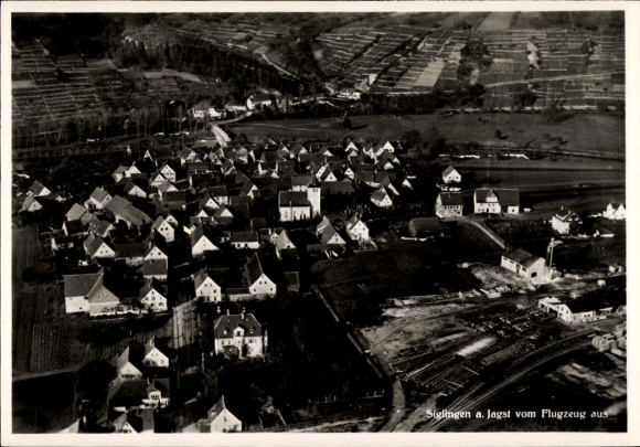 Postcard Siglingen Neudenau an der Jagst, aerial photograph
