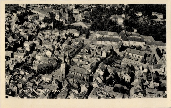 Postcard Fulda in Hesse, aerial photograph