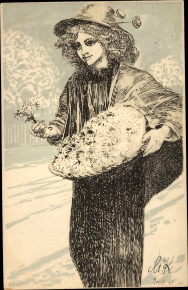 Artist PC Klinger, Max, Leipzig in Saxony, Marguerite Day 1911, Meissner &amp; Buch