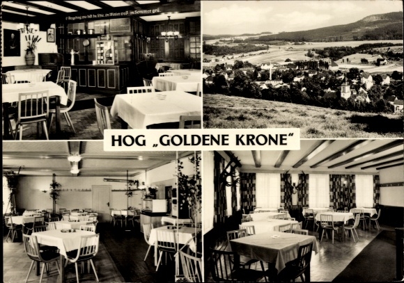 Ak Cranzahl Sehmatal im Erzgebirge, HOG Goldene Krone, Panorama, Innenansichten